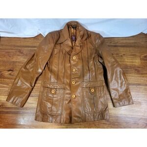 Vtg Anderson-Little Leather Jacket Mens Size 44 Button Up 70s Retro
